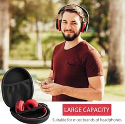 Hoofdtelefoon Case Over Ear, harde shell hoes met magische reinigingsdoek, universele opbergtas, 21 x 18 x 5,5 cm, zwart — thumbnail 5