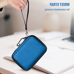 Draagbare 2.5 Inch Externe Harde Schijf Beschermhoes voor SSD en HDD - Schokbestendig, Met Kaartsleuven en Accessoires, Navy Blauw — thumbnail 4