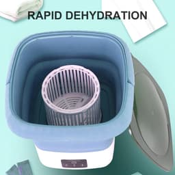 Draagbare wasmachine - Mini wasmachine met centrifuge - 6L - Ideaal voor camping en reizen - Blauw/Wit — thumbnail 2