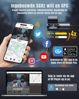 RUX® Dashcam Voor En Achter - Dashcam - Parkeermonitor - Nachtzicht - Zwart - 5cm x 10cm x 4cm — thumbnail 4