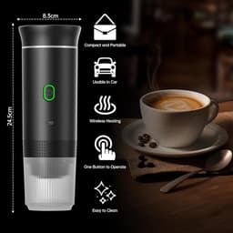 Koffiemachines - Koffiezetapparaat - Draagbaar Koffiezetapparaat - Koffiemolen - Compact koffiezetapparaat - Miniatuur draagbaar espressoapparaat - Elektrisch reiskoffiezetapparaat met verwarming - Van 60 ml - Voor wandelen - Grijs — thumbnail 5