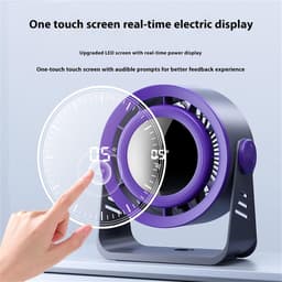 Tafelventilator - Bureauventilator - Wandventilator - Ventilator met digitaal display - Stil - Oplaadbaar - Vijf windsnelheden - Voor kantoor, slaapkamer en op reis - Krachtig - Melkthee wit — thumbnail 5
