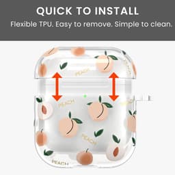 kwmobile Hoes compatibel met Apple Airpods 4 Case - Zachte TPU beschermhoes - Cover in oudroze / transparant perziken design — thumbnail 5