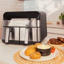 Digitale Airfryer - Heteluchtoven - Gezond Koken - Dubbele Temperatuur - 9 Liter - Donker Inox — thumbnail 2