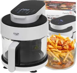 Airfryer Oven - Hete Lucht Oven - Gezond Koken - Glazen Kom - 3 Liter - Wit — thumbnail 1