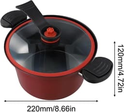 Snelkookpan - Multicooker - Snel Maaltijden Bereiden - Magnetronbestendig Ontwerp - 35 Liter - Rood — thumbnail 4
