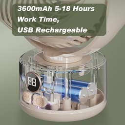 VHV - Ventilator - Tafelventilator - Mini ventilator - Oplaadbare bureauventilator - Stille tafelventilator - Met USB-aansluiting - Kleine ventilator voor de slaapkamer - Oscillerende - Voor langdurig gebruik - Beige — thumbnail 4