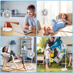 UFTA Ventilator - Opvouwbare Tafelventilator - Oplaadbaar met Afstandsbediening - 4 Standen 7200mAh - Stil & Draagbaar - Zwart — thumbnail 3