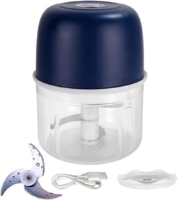 Elektrische Keukenmachine - Mini Chopper - Snel Ingrediënten Snijden - Automatische Multifunctionele - 9.6 x 9.5 x 9.6 cm - Donkerblauw — thumbnail 1