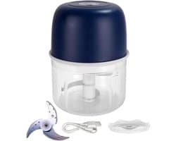 Elektrische Keukenmachine - Mini Chopper - Snel Ingrediënten Snijden - Automatische Multifunctionele - 9.6 x 9.5 x 9.6 cm - Donkerblauw