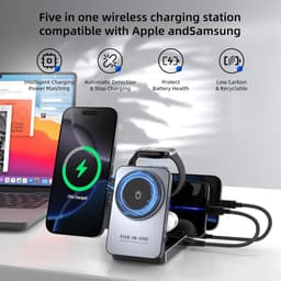 5-in-1 draadloos, veilig en snel oplaadstation, magnetische oplader met 35W USB-C-adapter geschikt voor iPhone 16 15 14 13 12 Pro Max Plus, Apple Watch-series & AirPods 4 3 2 Pro – cadeau voor vrouw & man — thumbnail 5