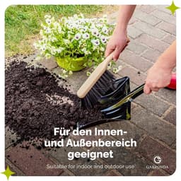 Stoffer en Blik Set - Houten Handveger - Dagelijks Schoonmaken - Zachte Vloerstrip - 2 Stuks - Zwart Oranje — thumbnail 2