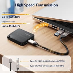 Externe SSD - Draagbare Schijf - Snelle Data Overdracht - Geribbeld Anti-Vingerafdruk Ontwerp - 4 TB - Zwart — thumbnail 4