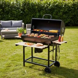 Klausberg XXL Houtskoolbarbecue op Wielen - Met Deksel, Thermometer en Zijtafels - Groot Grilloppervlak 70 x 35 cm - Asopvangbak - Ideaal voor Tuin en Terras — thumbnail 2