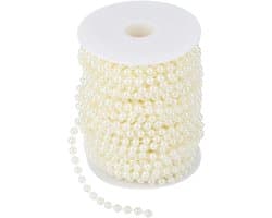 Imitatieparel Kralen Slingers 25m - DIY Lange Parels, 6mm Kralen voor Sieraden en Knutselen (Beige)