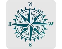 Herbruikbare Kompas Sjabloon 30x30cm van Plastic voor Muren, Hout en Canvas - Perfect voor Creatieve Projecten en Decoratie