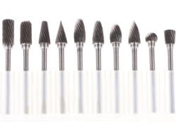 Set van 10 Stuks Tungsten Carbide Rotatieve Frezen met 1/8" Schacht voor Precisiewerk en Houtsnijwerk