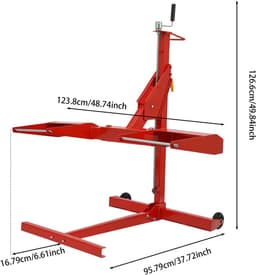 Grasmaaier Hefbok - Hefbrug Tuintractor - Onderhoud Reparatie - Verstelbare Lengte - 450lbs Capaciteit - Zwart Rood — thumbnail 5