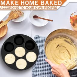 Siliconen Bakvorm - Taartvorm - 7 Cups Non-stick Bakvormpjes - 20.32*20.32*4cm - Herbruikbaar - Bpa-Vrij - Zwart - Bakaccessoire - Airfryer Siliconen Cupcake Bakvorm - Muffin Bakvormen - Geschikt Voor Het Bakken Van Cupcakes, Brownies, Chocolade — thumbnail 3