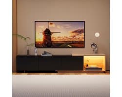 TV Kast - TV Meubel - Woonkamer - Uitschuifbaar - 240x38x44cm - Zwart