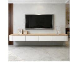 TV Kast Beige - Televisietafel Zwevend - Woonkamer Inrichting - Ruimtebesparend Ontwerp - 220cm Lang - Beige
