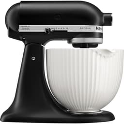 Keramische Mengkom - Mixer Kom - Bakken en Mixen - Titanium Versterkt Keramiek - 4.8 Liter - Geribbeld Wit — thumbnail 2