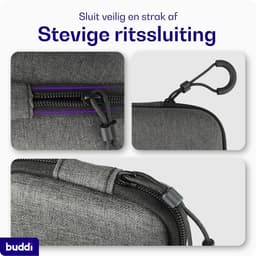 Buddi Sorted Organizer Hoesje voor Oordopjes - Compact Opbergdoosje - Tasje - Met Ritssluiting en Haakje - Hard Case - Geschikt voor o.a kabels en AirPods - 8 x 8 x 3 cm - Zwart — thumbnail 2