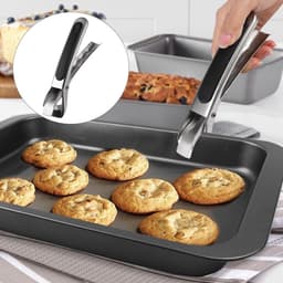 Sander Shop 2 Stuks Airfryer-Tang, Antislip Schoteltang Hete Ladegrijper met Siliconen Borstel, Anti- Scald Plate Gripper Roestvrij Staal, Hittebestendige Multifunctionele Kom Houder Clip voor Schotel Pannen — thumbnail 4