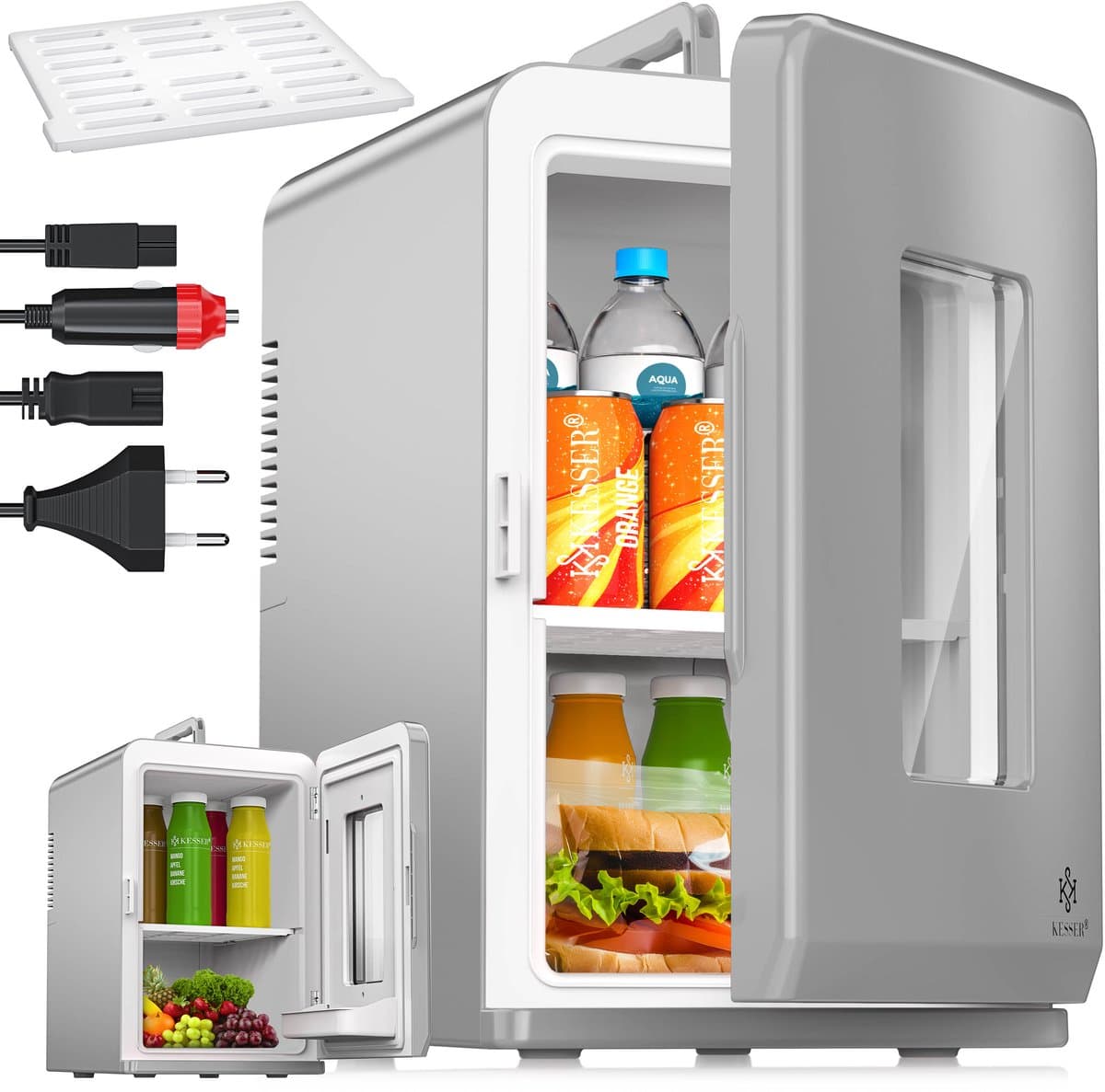 KESSER® Tafelmodel Koelkast 15 Liter AC DC 220-240V en 12V - Mini Koelkast Vrijstaand met Verwarmingsfunctie - Koelbox ideaal voor Auto en camperen - — afbeelding 1