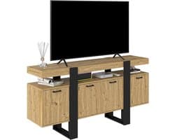 Tv-kast met Opbergruimte - Lowboard Media Meubel - Woonkamer Inrichting - Geïntegreerde Ledverlichting - 160 x 40 x 80 cm