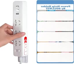 5-pack Zelfklevende Stekkerdoos Houder, Overspanningsbeveiliging, Muurbevestiging voor Kabelbeheer onder Bureau, Ideaal voor Thuis en Kantoor — thumbnail 1