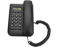 Vaste Telefoon - Bedrade Telefoon - Thuis Kantoor Gebruik - FSK DTMF Dual System - 19.5 x 12.8 cm - Zwart