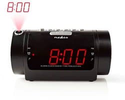 Nedis Wekkerradio - Projectie - AM / FM - Snoozefunctie - Slaaptimer - Dual Alarm - Zwart