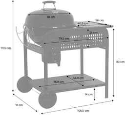 sweeek - Ronde houtskoolbarbecue van geëmailleerd staal ø53cm grill met karretje - maurice — thumbnail 3