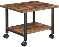 Allecto - Under Desk Printer Stand - 2 Laags Printer Cart met Opslagplank en Slotbare Wielen