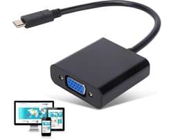 Type-C Naar VGA Adapter - USB-C VGA Converter - Beeld Overzetten - 10 Gbps Overdracht - 1080p Resolutie - Zwart