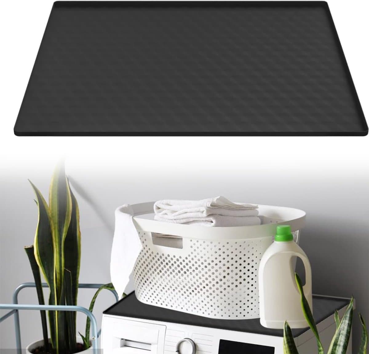 Quvo® Lekbak Wasmachine - Lekbak - Anti Trillingsmat Wasmachine - Lekbak Wasmachine 60x60 x - Lekbak Wasmachine Universeel - Zwart - 60cm x 60cm x 2cm — afbeelding 1