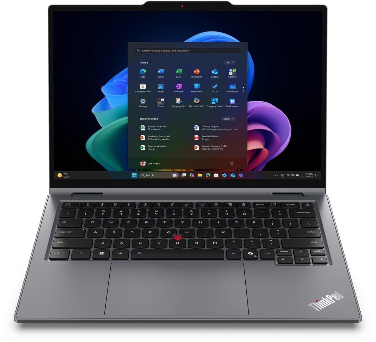 Lenovo ThinkPad X1 2-in-1 Gen 11 Aura Edition Copilot+ PC Intel Core Ultra 7 355 Hybride (2-in-1) 35,6 cm (14") Touchscreen WUXGA 32 GB LPDDR5x-SDRAM 1 TB SSD Wi-Fi 7 (802.11be) Windows 11 Pro Grijs Engels — afbeelding 1