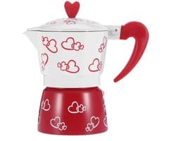 Dailygoody - Koffie Moka Pot - Aluminium Koffiezetapparaat - Handgemaakt voor Thuis en Kantoor - Rood - Italiaanse Stijl - Duurzaam en Veilig - G
