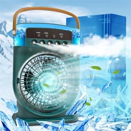 Draagbare airconditioner 4-in-1, mini-airconditioner ijswater, luchtkoeler met mist, airconditioningventilator, ventilatoren voor airconditioning, oplaadbare Type-C 3 snelheden, koelventilator met — thumbnail 1