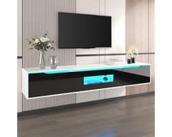 Hangend Lowboard - TV-meubel - Woonkamer Inrichten - App-gestuurde LED-verlichting - 180 cm - Zwart-wit