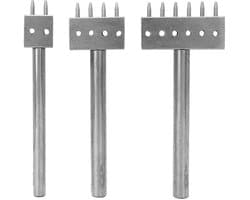 Set van 3 Hamer Gereedschappen voor Leerbewerking met Diverse Tanden en 8 mm Perforator voor DIY Leerprojecten