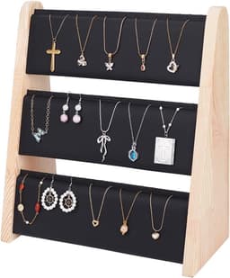Houten Kettingenhouder met 3 Niveaus voor Sieraden, Organisator en Display voor Woonkamer, Kerstcadeau en Decoratie, 31 x 13.7 x 34cm — thumbnail 1