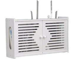Router Opbergplank - WiFi Verberger - Router Kabels Organiseren - Ventilatie en Warmteafvoer - 48x12x24cm - Wit