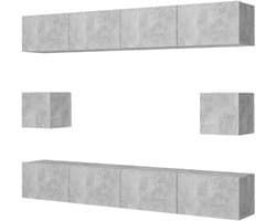 Tv-meubelset - Opbergkast Set - Media Opbergen - Wandmontage - 100 cm - Betongrijs