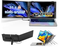 Laptop Schermverlenger - Dubbele Monitor - Productiviteit Verhogend - Ultradun Lichtgewicht - 14 Inch - Zwart