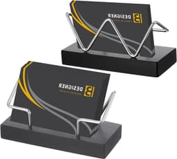 Houten visitekaartjeshouder voor bureau - Displaybox voor flyers en kaarten - Ideaal voor kantoor en tentoonstellingen met zwarte afwerking — thumbnail 1