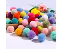 Kleurige Pompoms voor Creatieve Projecten - 100 Stuks, 20 mm, Perfect voor Pasen, Kerst en DIY Decoratie