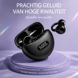 M79 - Open Ear Oortjes - Oortjes Draadloos - Sport Oordopjes - AI vertaalfunctie - 5.4 Bluetooth - Clip On - 16 uur - Spatwaterdicht - IPX5 - Oorclips - Voor sport en kantoor - Zwart — thumbnail 2