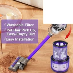 2 stucks Wasbare filters - compatibel met Dyson V12 Slim Detect Absolute draadloze stofzuiger - HEPA-filter vervangingsonderdelen — thumbnail 3